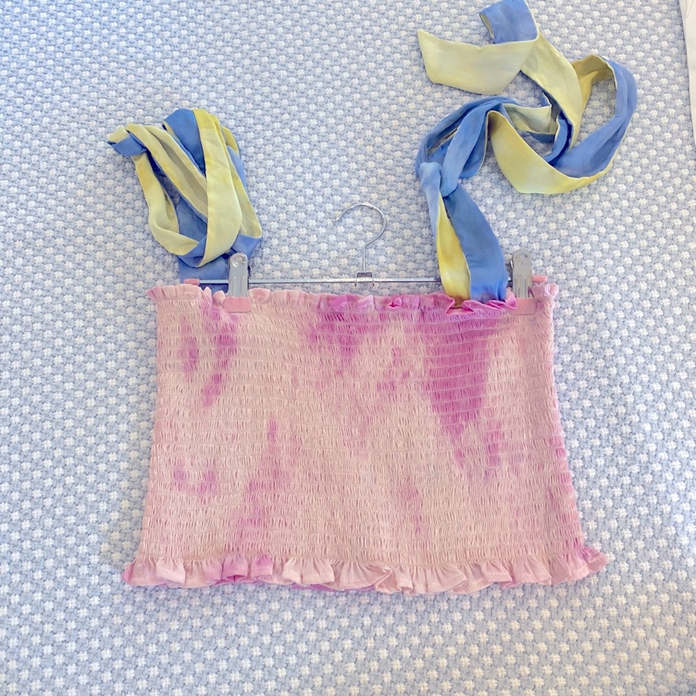 Koch pink and purple tie dye Cece top